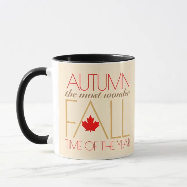 Autumn Red Leaves Word Art Wonder Fall ... Mug