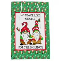 No Place like Gnome for the Holidays Christmas Medium Gift Bag