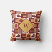 Cricket Player Vintage Patterned Monogram Throw Pillow