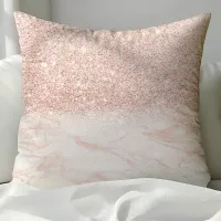 Elegant Rose Gold Blush Pink Marble Throw Pillow