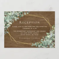 Rustic Wood Greenery Eucalyptus Wedding Reception Enclosure Card