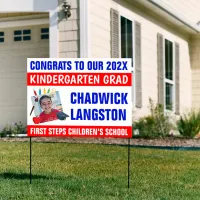 18" x 24" Kindergarten Grad Red & Blue Photo Yard Sign