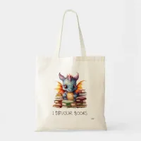 *~* Baby Dragon with READING devouring BOOKS AP88 Tote Bag