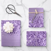 Glittery Light Purple Glam Wrapping Paper Sheets