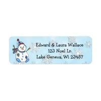 Snowman and Snowflakes Holidays Season Label