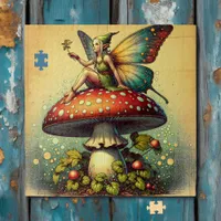 Vintage Fairy and Mushrooms  Jigsaw Puzzle