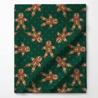 Gingerbread Man Polka Dot On Green Christmas Fabric