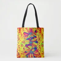 Watercolour Delphinium Flowers in Flame Hot Orange Tote Bag