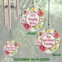 Colorful Daylilies Floral Design Personalized  Wind Chime