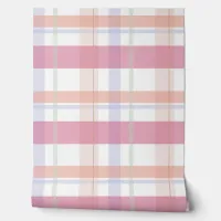 Pink Peach Plaid Patterned Simple Stylish Wallpaper