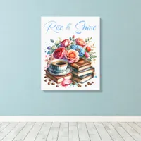 Rise and Shine Vintage Coffee Cup and Flowers Canvas Print