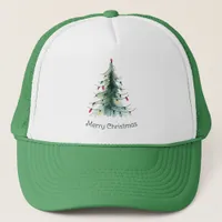 Minimalist Watercolor Christmas Tree Trucker Hat