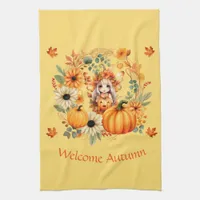 Cute Pumpkin Fairy in Autumn Wreath