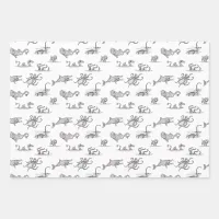 Vintage Sea Monster Line Art Wrapping Paper Sheets