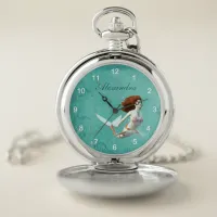 Pretty Koi Mermaid Swimming Underwater Pocket Watch