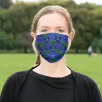 Blue Flowers in a Kaleidoscope Pattern, ZSSG Adult Cloth Face Mask