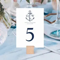 Nautical Anchor Monogram Wedding Table Number