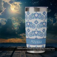 Celestial Love Stars Hearts White Light Blue Insulated Tumbler