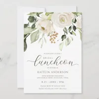 Bridal Shower Luncheon Greenery Foliage White Invitation