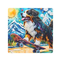 Skateboarding Bernese Mountain Dog Metal Print