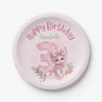 3 Year Old Birthday Party Kitten Theme Paper Plate