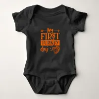 My First Turkey Day Typography  Baby Bodysuit