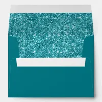 Faux Teal Glitter Photo Envelope