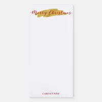 Modern Merry Christmas Gold Foil Brush Magnetic Notepad