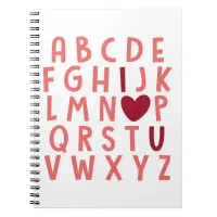 I love you alphabets cute valentine love notebook