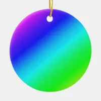 Diagonal Rainbow Gradient Blue to Green Ceramic Ornament