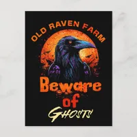 Old Raven Farm Crow Beware of Ghosts Spooky Postcard