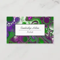 Green and Purple Abstract Fluid Art  Business Card