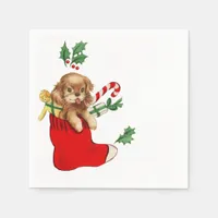 Retro Christmas Puppy Napkins