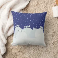 Peaceful winter forest with snow and snowflakes throw pillow