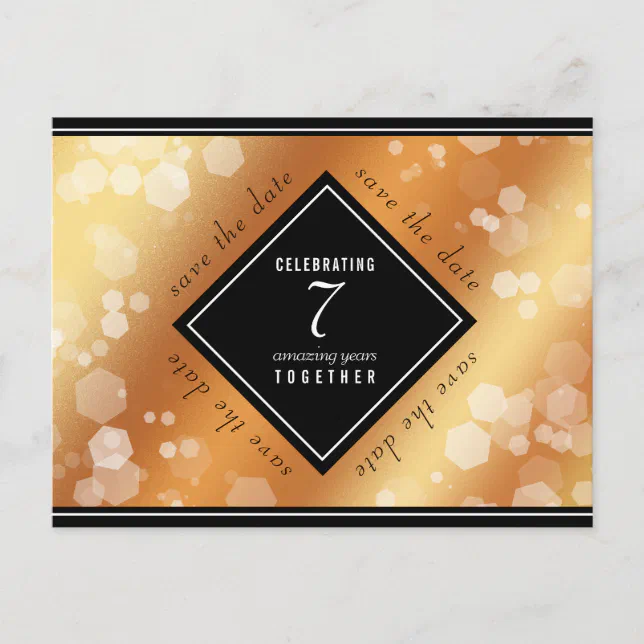 Elegant 7th Copper Wedding Anniversary Celebration Announcement Postcard