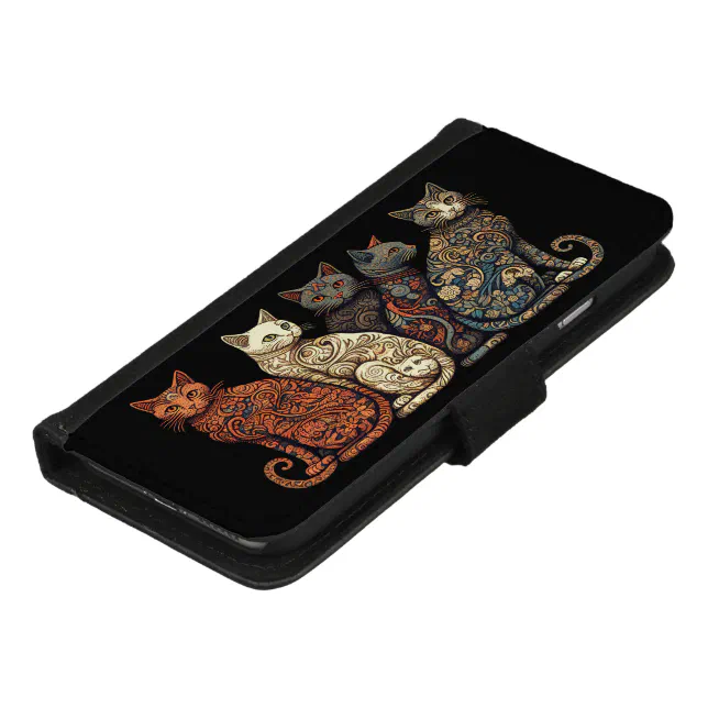 Group of Cats in Victorian Wallpaper Style iPhone 8/7 Wallet Case