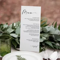 Minimalist Modern Handwriting Wedding Dinner Menu