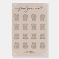 Elegant Champagne Tan Wedding Seating Chart Poster