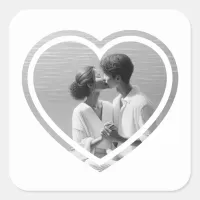 Personalized Heart Shaped  Photo Wedding  Square Sticker