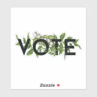 Vintage Greenery Floral Elegant Feminine Go Vote Sticker