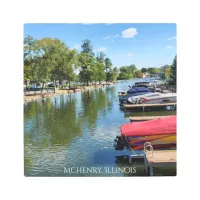 McHenry, Illinois River Walkway on the Fox River  Metal Print