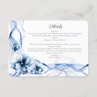 Elegant Dusty Blue Navy  Flowers Wedding  Enclosure Card