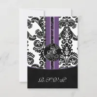 mod damask purple rsvp cards standard 3.5 x 5