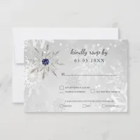 silver navy snowflakes winter wedding rsvp