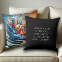 Music & Keyboard Artistically Arising from Clouds Throw Pillow