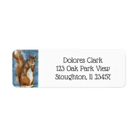 Cute Watercolor Squirrel  Label