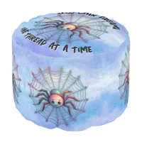 Cute Spider Inspirational Quote Monogram on blue | Pouf