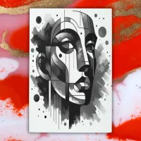 Abstract Face Black & White |  Metal Print