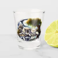 Moonlit Serenity A Slumbering Wolf Shot Glass