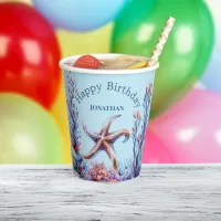 Starfish Under the Sea Birthday Paper Cups